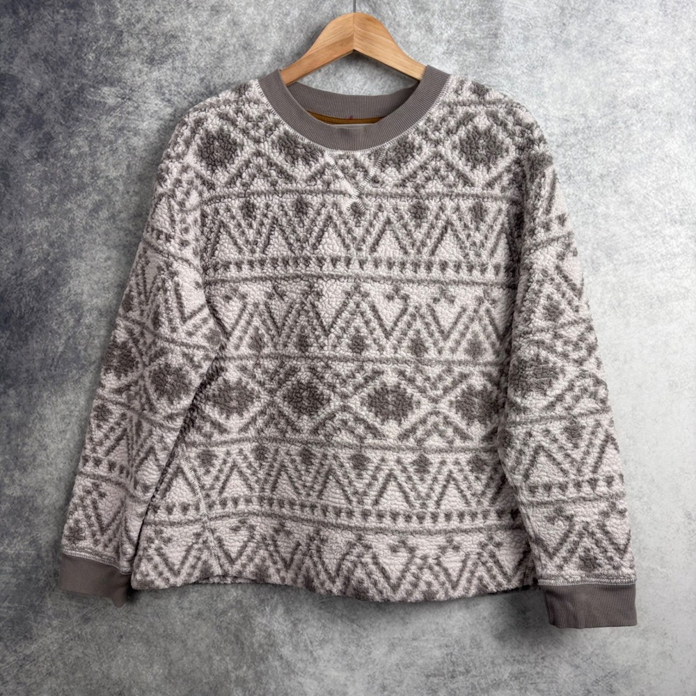 UGG Koolaburra Women's Sherpa Pullover in Gray and White Size Large